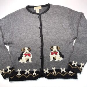 Tally-ho Women's Sweater Cardigan Dog And Bone Beagle Size Large